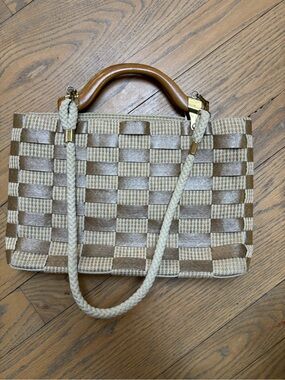 Vintage made in Italy basket weave Tote Bag purse